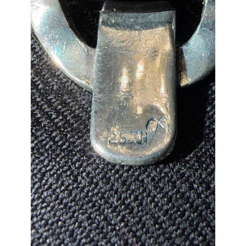Art Deco Vintage 925 Sterling Silver 1.75x1.25” Onyx and Marcasite 18” Necklace - Picture 13 of 14